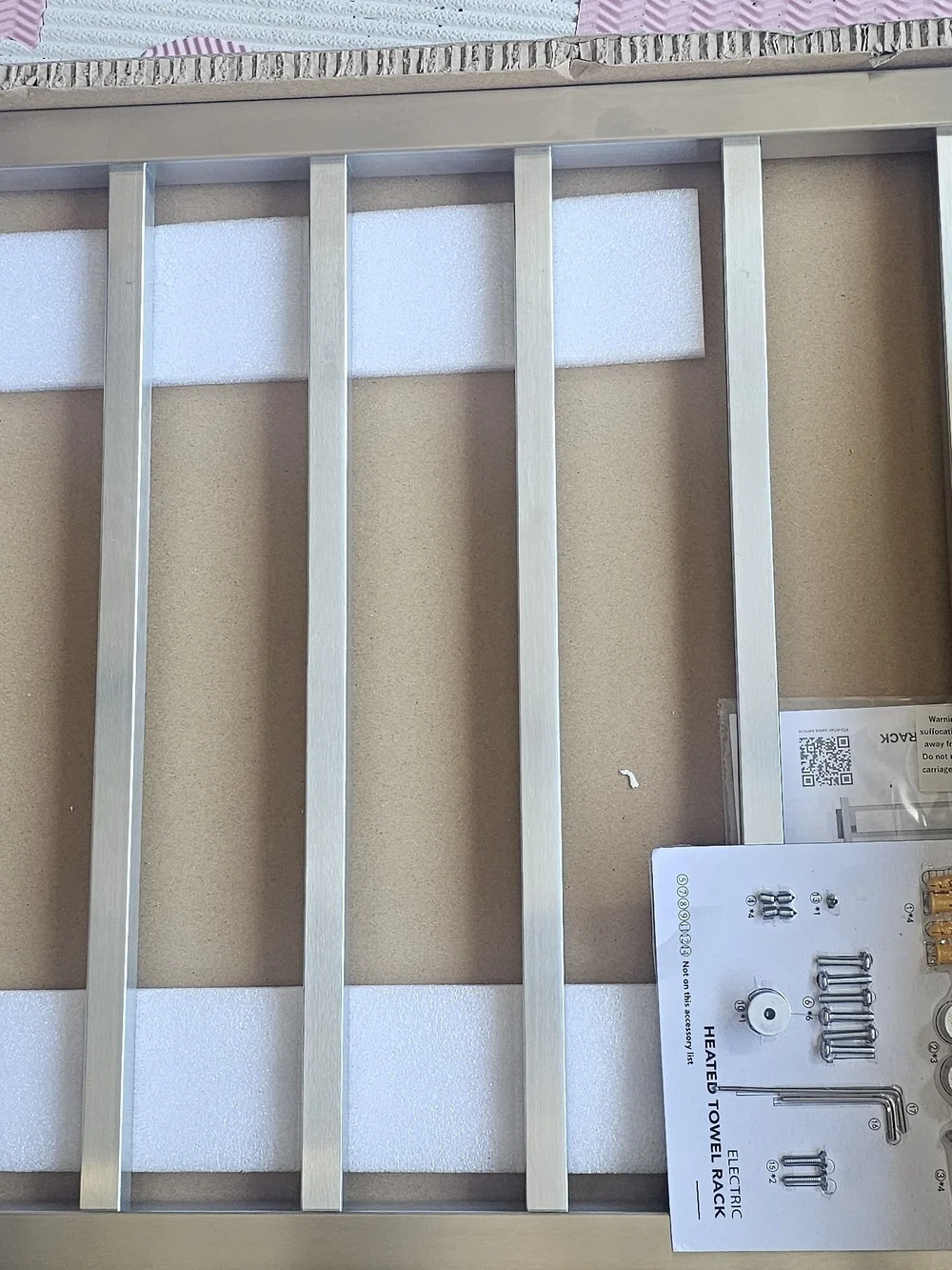 Brushed Silver Electric Heated Towel Rack